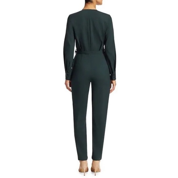 (A2) Rachel Comey Glitch dark green Jumpsuit LongSleeve V-Neck Cinched Waist, 2 - Picture 2 of 14